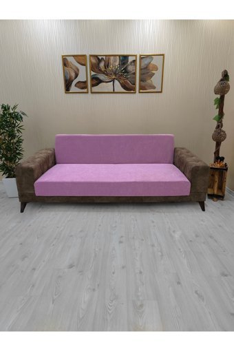 Afd Collection Kadife Süngersiz Düz Giydirmeli Lastikli Lila Tekli Koltuk Örtüsü 60x190 cm