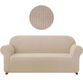 Uytm Pamuklu - Polyester Bürümcük-Likralı Süngerli Çizgili Giydirmeli Kahverengi Tekli Koltuk Örtüsü 180x230 cm