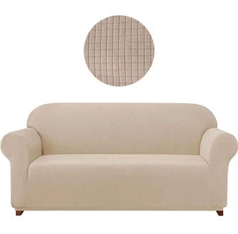Uytm Pamuklu - Polyester Bürümcük-Likralı Süngerli Çizgili Giydirmeli Kahverengi Tekli Koltuk Örtüsü 180x230 cm