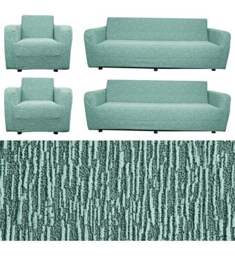 Any Polyester Jakarlı Süngersiz Düz Giydirmeli Lastikli Yeşil Dörtlü Koltuk Örtüsü 180x220 cm