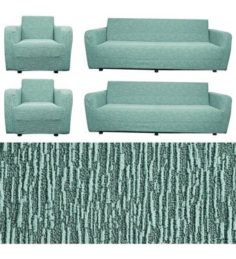 Any Polyester Jakarlı Süngersiz Düz Giydirmeli Lastikli Yeşil Dörtlü Koltuk Örtüsü 180x220 cm