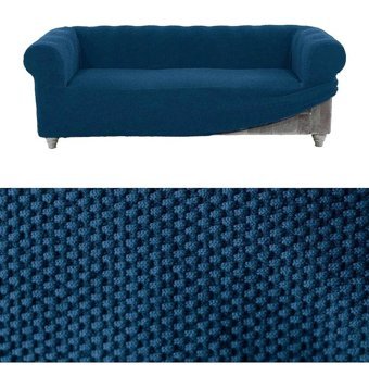 Faiend Polyester Süngersiz Düz Giydirmeli Mavi Üçlü Koltuk Örtüsü 230x180 cm
