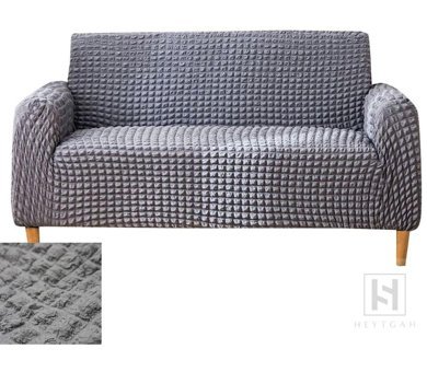 Heytgah Polyester Bürümcük Süngersiz Kapitone Giydirmeli Gri Üçlü Koltuk Örtüsü 180x230 cm