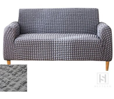 Heytgah Polyester Bürümcük Süngersiz Kapitone Giydirmeli Gri Üçlü Koltuk Örtüsü 180x230 cm