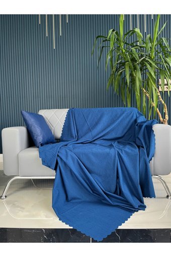 Bella Home Şönil Süngersiz Düz Mavi Tekli Koltuk Örtüsü 170x220 cm