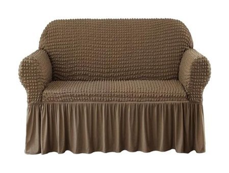 Elgeyar Polyester Bürümcük Jakarlı Süngersiz Armürlü Giydirmeli Kahverengi İkili Koltuk Örtüsü 140x180 cm
