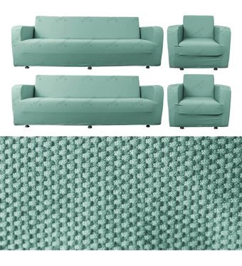 Bibaha Polyester Likralı Süngersiz Petek Desenli Giydirmeli Lastikli Turkuaz Dörtlü Koltuk Örtüsü 180x230 cm