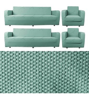 Bibaha Polyester Likralı Süngersiz Petek Desenli Giydirmeli Lastikli Turkuaz Dörtlü Koltuk Örtüsü 180x230 cm