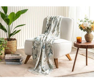 English Home Lerna Akrilik Kanvas Saçaklı Süngersiz Armürlü Gri Tekli Koltuk Örtüsü 130x170 cm