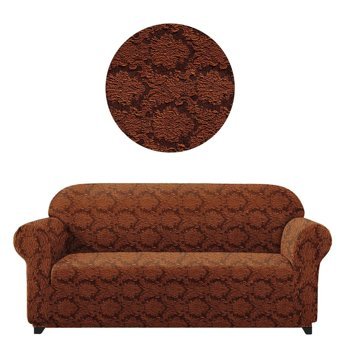 Elgeyar Polyester Likralı Jakarlı Süngersiz Giydirmeli Kahverengi Üçlü Koltuk Örtüsü 180x230 cm