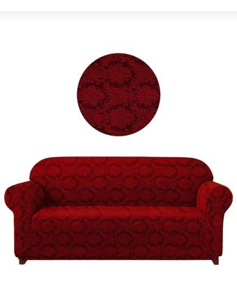 Akbu Polyester Süngersiz Şal Desenli Giydirmeli Lastikli Bordo Tekli Koltuk Örtüsü 180x230 cm