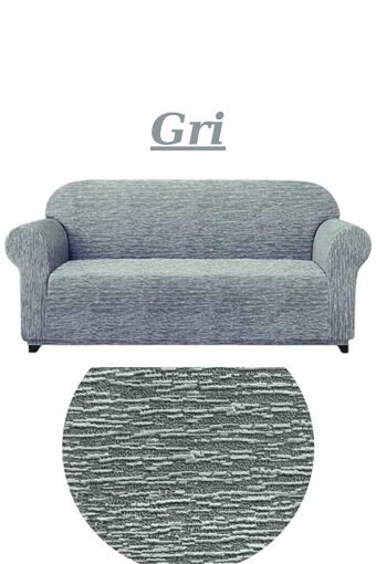Akyol Home Süngersiz Giydirmeli Lastikli Gri Tekli Koltuk Örtüsü 180x230 cm