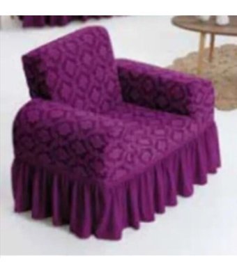 Uy Style Tekstil Pamuklu - Polyester Likralı Drapeli Süngerli Düz Giydirmeli Mor Tekli Koltuk Örtüsü 75x115 cm