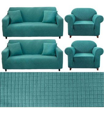 Seltenet Pamuklu - Polyester Likralı Jakarlı Süngersiz Geometrik Desenli Giydirmeli Su Geçirmez Yeşil Tekli Koltuk Örtüsü 180x220 cm