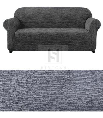 Heytgah Polyester Likralı Süngersiz Kırçıllı Giydirmeli Gri Üçlü Koltuk Örtüsü 180x230 cm