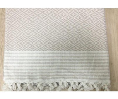 Nasır Home Pamuklu Saçaklı Süngersiz Düz Bej Dörtlü Koltuk Örtüsü 180x300 cm