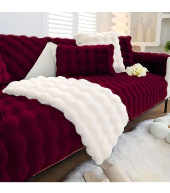 Baladi Home Süngersiz Baklava Desenli Bordo Üçlü Koltuk Örtüsü 80x190 cm