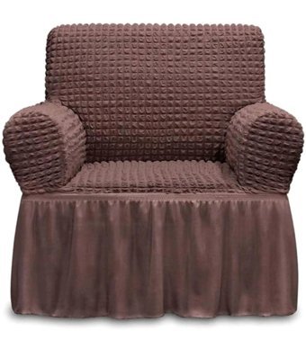 Furkanticaret Polyester Bürümcük-Likralı Süngersiz Kapitone Giydirmeli Kahverengi Tekli Koltuk Örtüsü 80x120 cm