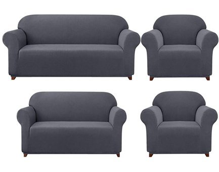 Elgeyar Polyester Likralı Jakarlı Süngersiz Armürlü Giydirmeli Gri Yedili Koltuk Örtüsü 180x230 cm