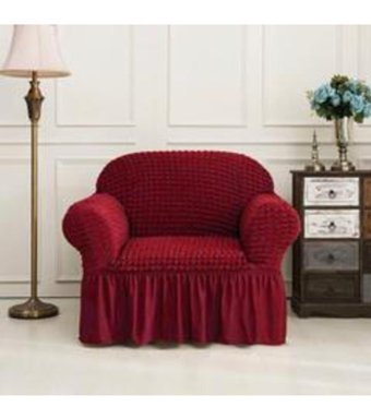 Elgeyar Pamuklu - Polyester Bürümcük Jakarlı Süngersiz Armürlü Giydirmeli Kırmızı Tekli Koltuk Örtüsü 70x80 cm