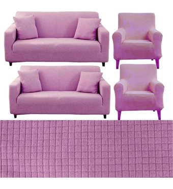 Seltenet Pamuklu - Polyester Likralı Jakarlı Süngersiz Geometrik Desenli Giydirmeli Su Geçirmez Pembe Tekli Koltuk Örtüsü 180x220 cm
