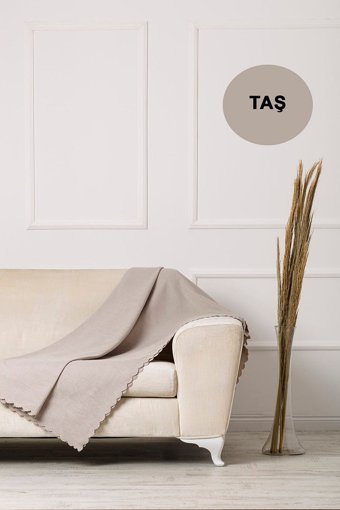 Velerde Home Velerde Pamuklu - Polyester Polar Süngersiz Düz Gri Tekli Koltuk Örtüsü 175x215 cm