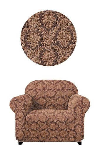 Elgeyar Polyester Likralı Jakarlı Süngersiz Giydirmeli Kahverengi Tekli Koltuk Örtüsü 75x120 cm