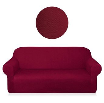 Eldost Ticaret Polyester Likralı Jakarlı Süngersiz Armürlü Giydirmeli Bordo Üçlü Koltuk Örtüsü 180x230 cm
