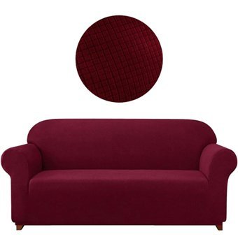 Elgeyar Polyester Likralı Jakarlı Süngersiz Armürlü Giydirmeli Bordo Üçlü Koltuk Örtüsü 180x230 cm