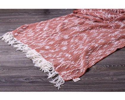 Betires Home Akrilik-Pamuklu Püsküllü Süngersiz Turuncu Tekli Koltuk Örtüsü 130x170 cm