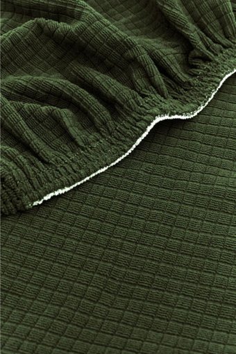 Özmakan Pamuklu - Polyester Likralı Jakarlı Süngersiz Petek Desenli Giydirmeli Haki Tekli Koltuk Örtüsü 45x55 cm