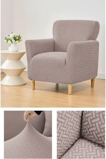 Btf Home Polyester Likralı Jakarlı Süngersiz Armürlü Giydirmeli Lastikli Kahverengi Tekli Koltuk Örtüsü 80x120 cm