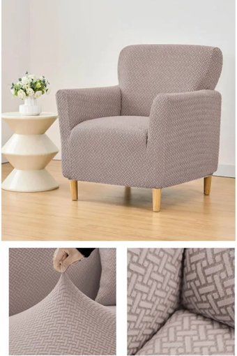 Btf Home Polyester Likralı Jakarlı Süngersiz Armürlü Giydirmeli Lastikli Kahverengi Tekli Koltuk Örtüsü 80x120 cm
