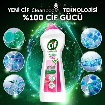 Cif Müge ve Frezya Kokulu Yağ ve Kireç Sökücü Leke Çıkarıcı Yüzey Temizleyici 500 ml