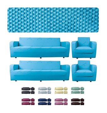 Etles Home Pamuklu - Polyester Likralı Jakarlı Süngersiz Armürlü Giydirmeli Turkuaz Sekizli Koltuk Örtüsü 80x125 cm