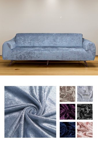 Riseler Home Kadife Likralı Jakarlı Süngersiz Çizgili Giydirmeli Gri Üçlü Koltuk Örtüsü 180x230 cm