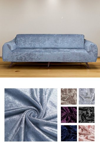 Riseler Home Kadife Likralı Jakarlı Süngersiz Çizgili Giydirmeli Gri Üçlü Koltuk Örtüsü 180x230 cm