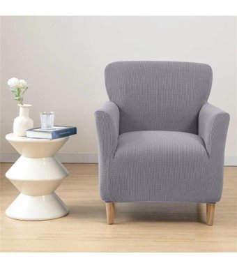 Uzhanem Pamuklu - Polyester-Viskon Likralı Süngerli Armürlü Giydirmeli Gri Tekli Koltuk Örtüsü 60x85 cm