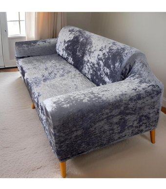 Bonjourmadame Kadife Süngersiz Giydirmeli Lastikli Gri Tekli Koltuk Örtüsü 180x230 cm
