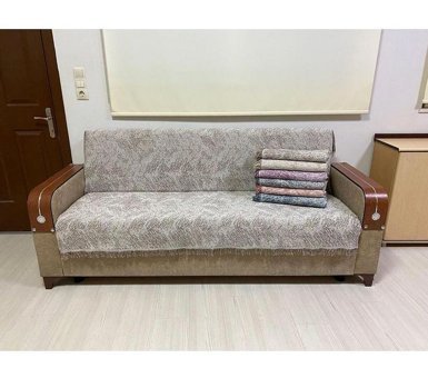 Life Line Pamuklu Saçaklı Süngersiz Kamuflaj Desenli Kahverengi Tekli Koltuk Örtüsü 170x220 cm