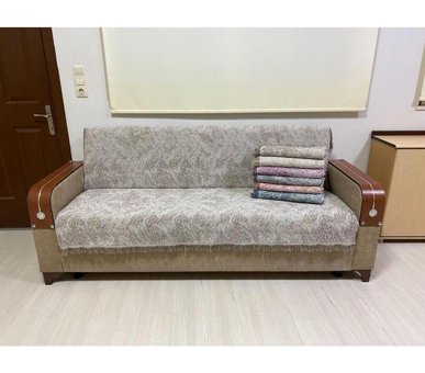 Life Line Pamuklu Saçaklı Süngersiz Kamuflaj Desenli Kahverengi Tekli Koltuk Örtüsü 170x220 cm