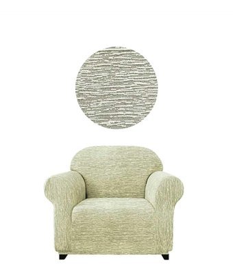 Akbu Polyester Süngersiz Çizgili Giydirmeli Lastikli Bej Tekli Koltuk Örtüsü 75x120 cm