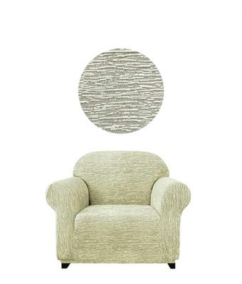 Akbu Polyester Süngersiz Çizgili Giydirmeli Lastikli Bej Tekli Koltuk Örtüsü 75x120 cm
