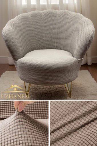 Uzhanem Papatya Pamuklu - Polyester Bürümcük-Likralı Süngerli Çiçek Desenli Giydirmeli Lastikli Kahverengi Tekli Koltuk Örtüsü 83x75 cm