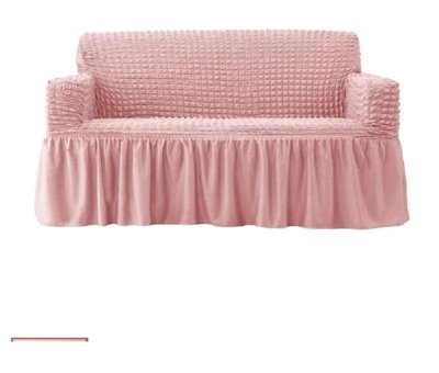 Elgeyar Pamuklu - Polyester Bürümcük Jakarlı Süngersiz Armürlü Giydirmeli Pembe Üçlü Koltuk Örtüsü 183x230 cm