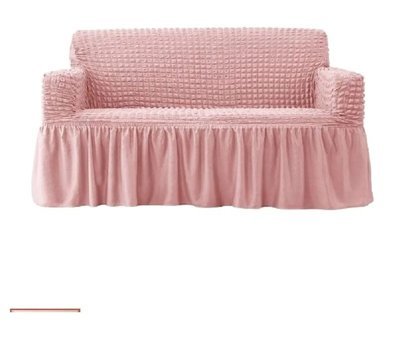 Elgeyar Pamuklu - Polyester Bürümcük Jakarlı Süngersiz Armürlü Giydirmeli Pembe Üçlü Koltuk Örtüsü 183x230 cm