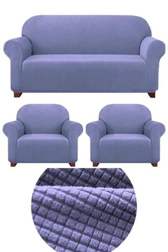 Heytgah Polyester Likralı Süngersiz Düz Giydirmeli Lila Üçlü Koltuk Örtüsü 180x230 cm
