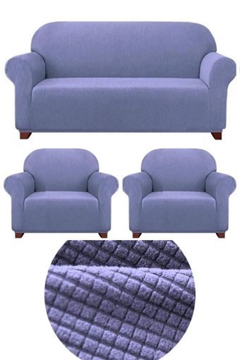 Heytgah Polyester Likralı Süngersiz Düz Giydirmeli Lila Üçlü Koltuk Örtüsü 180x230 cm