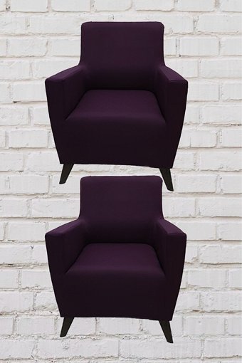 Şahane Ev Mikro Polyester Likralı Jakarlı Süngersiz Düz Giydirmeli Lastikli Fuşya Üçlü Koltuk Örtüsü 38x46 cm