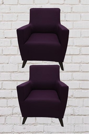 Şahane Ev Mikro Polyester Likralı Jakarlı Süngersiz Düz Giydirmeli Lastikli Fuşya Üçlü Koltuk Örtüsü 38x46 cm
